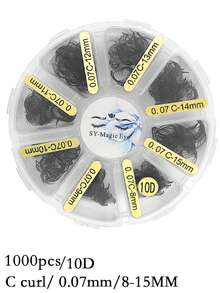Một hộp 1000 chiếc lông mi giả hình quạt, chân nhọn, độ dày 4D/5D/6D/7D/8D/10D/12D, độ dày 0.07mm, chiều dài 8-15mm/8-15mm hỗn hợp, độ cong C/D, mềm mại và tự nhiên, dễ mang theo, lông mi giả được gắn thủ công, thích hợp cho tiệc tùng và du lịch. - Xem 45