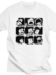 Women's T-Shirts 2026 Custom Quino Comic Cartoon Mafalda T Shirts For Men Women Pure Cotton Tees Tshirt Short-Sleeve Fashion T-Shirt - 白色 - 查看 1