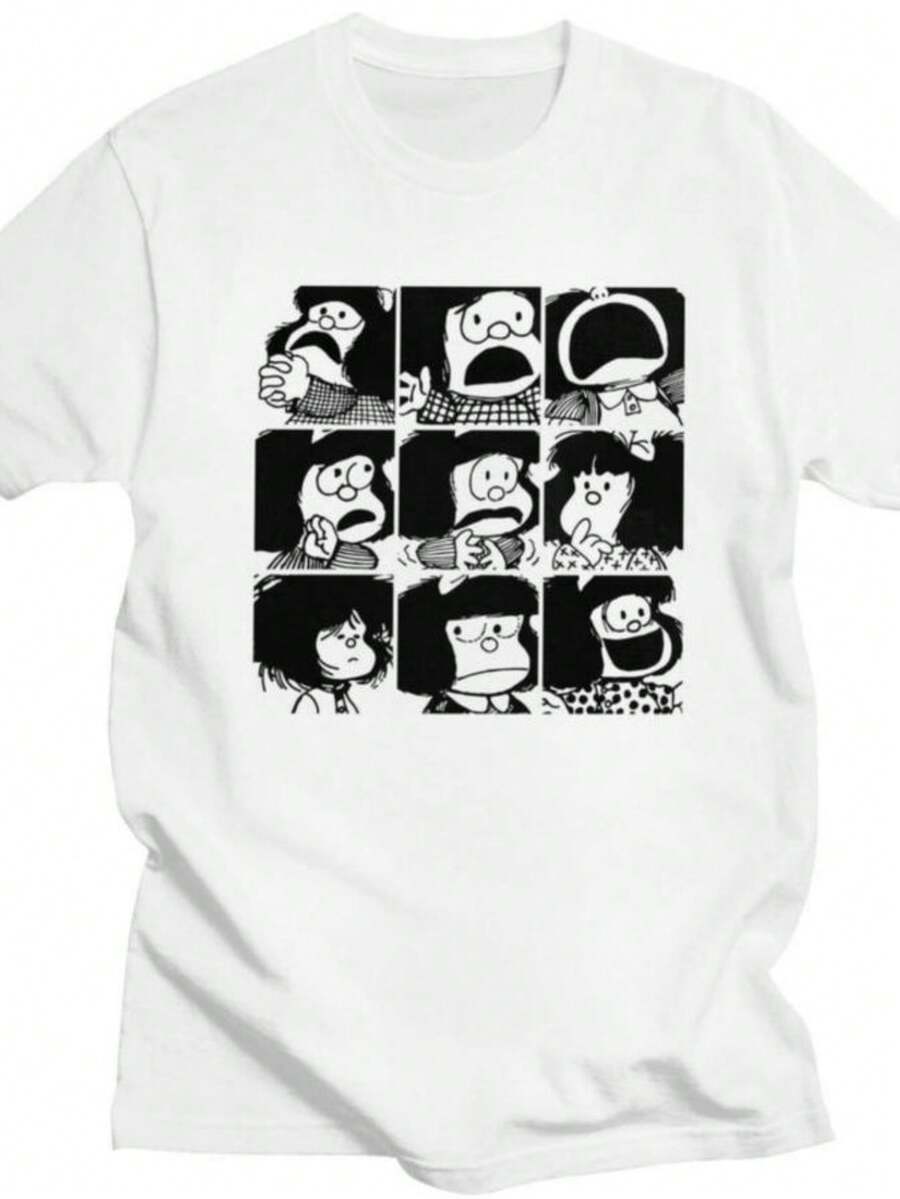 Women's T-Shirts 2026 Custom Quino Comic Cartoon Mafalda T Shirts For Men Women Pure Cotton Tees Tshirt Short-Sleeve Fashion T-Shirt - 白色 - 查看 1