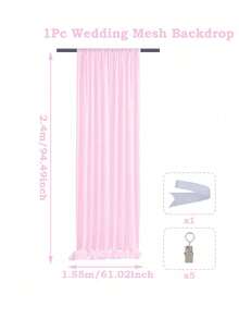28pcs/4 Sets Pink Wedding Tulle Curtains, Hanging Sheer Curtains, Wedding Curtain Voile, Party Backdrop Decor, Stage Decor Tulle (With Clips), Wedding Accessories, Bridal Shower Party, Birthday Bridal Shower Photo Booth Photo Background, Perfect For Wedding, Birthday, Engagement And More Indoor/Outdoor Events - Pink - View 12