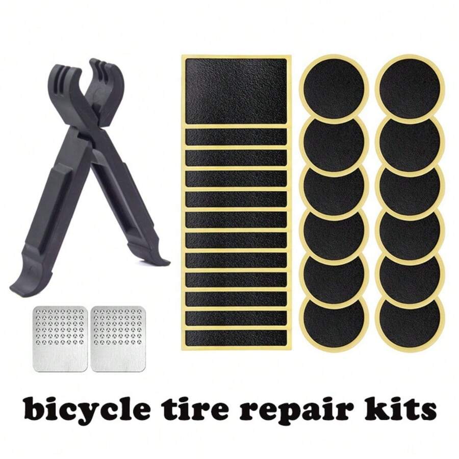 Bộ 28 miếng vá lốp xe đạp, bộ dụng cụ sửa chữa nhanh lốp không săm, dụng cụ sửa chữa rò rỉ lốp xe đạp leo núi di động. - Màu be - Xem 1