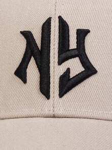 1pc Men's Gothic Letter & Geometric Embroidery Baseball Cap, Adjustable Outdoor Sun Protection, Suitable For Spring, Autumn, Travel, Beach, Party,Festival,Holiday - Khaki - View 5