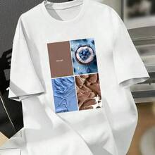 Camiseta juvenil de moda europea y americana, de manga corta y cuello redondo, con estampado de póster de arándanos divertidos al estilo americano. - Camisa blanca de manga corta - Ver 5