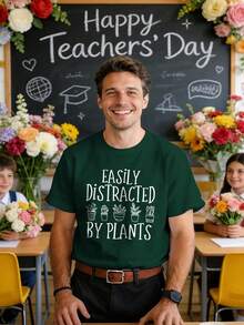 Camisas para profesoras, bonitas, con gráficas divertidas y estampado de letras. - Verde - Ver 3