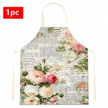 1件裝家居裝飾復古花卉與海報圖案印花圍裙，無袖，頸帶設計，適用於烹飪、烘焙與娛樂，適合居家用餐、派對、戶外烤肉派對，烘焙圍裙|亮色圍裙|聚酯纖維圍裙|印花圍裙 - 彩色 - 查看 13