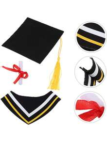 Bộ mũ tốt nghiệp cho thú cưng có tua rua, bộ trang phục mini bằng nỉ cho chó mèo, khăn bandana đen vàng thời trang làm đạo cụ chụp ảnh, trang phục tốt nghiệp cho thú cưng năm 2026, quà tặng cho chủ nuôi thú cưng, bộ phụ kiện động vật dễ thương dành cho cả nam và nữ, quà tặng lễ tốt nghiệp cho thú cưng và những người đam mê nhiếp ảnh. - Phong cách B - Xem 6