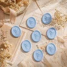 25张/包 3D立体压纹花束自粘蜡封贴纸，适用于礼品、婚礼请柬信封封口 - 浅蓝色 - Bouquet-藍色 - 查看 9