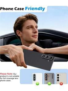 适用于三星 Galaxy S26/S26Plus/S26 Ultra/S25/S25 Ultra/S24/S23/S22 的钻石装饰相机镜头保护膜套装，9H 钢化玻璃 + 铝合金镜头环 [闪亮装饰]，超清晰独立镜头盖，闪亮黑色 - 黑色 - 查看 7