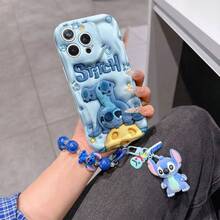 Estuche de teléfono autorizado por Disney - Set con cadena, Estuche de teléfono 3D de Stitch de Lilo y Stitch talla grande una pulsera 3D de silicona de Stitch con anillo metálico desmontable, con patrón de Stitch y Angel, compatible con iPhone 17/16/15/14/13/12/11/XS/XR/X Plus Pro Max, un estuche de teléfono de dibujos animados con estilo, la opción de regalo perfecta, protección de teléfono, funda de teléfono duradera, un gran regalo para amigos y familiares. - Blanco - Ver 6