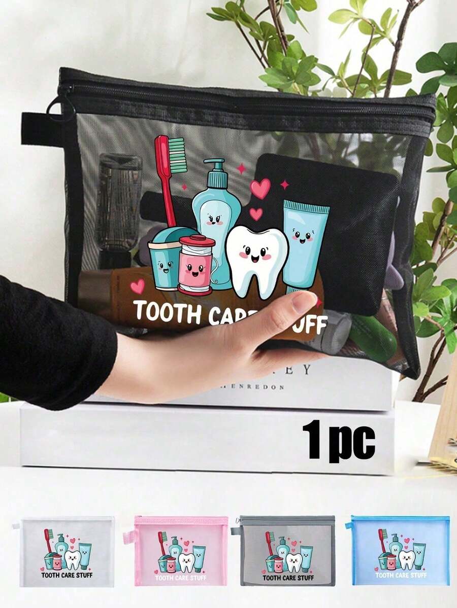 Tas Penyimpanan Perlengkapan Perawatan Gigi yang Menarik untuk Perjalanan - Tas Kanvas "Perlengkapan Perawatan Gigi", Cocok untuk Menyimpan Sikat Gigi, Pasta Gigi, dll. - Desain Edukatif yang Menarik - Unisex, Hadiah Kantor untuk Dewasa - MultiWarna - View 1