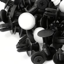 60/120 piezas Clips de retención para coche, juego de remaches de plástico con 6 tamaños, kit de clips para parachoques, carrocería, puerta y panel de moldura para camiones y motocicletas - Blanco y Negro - Ver 2