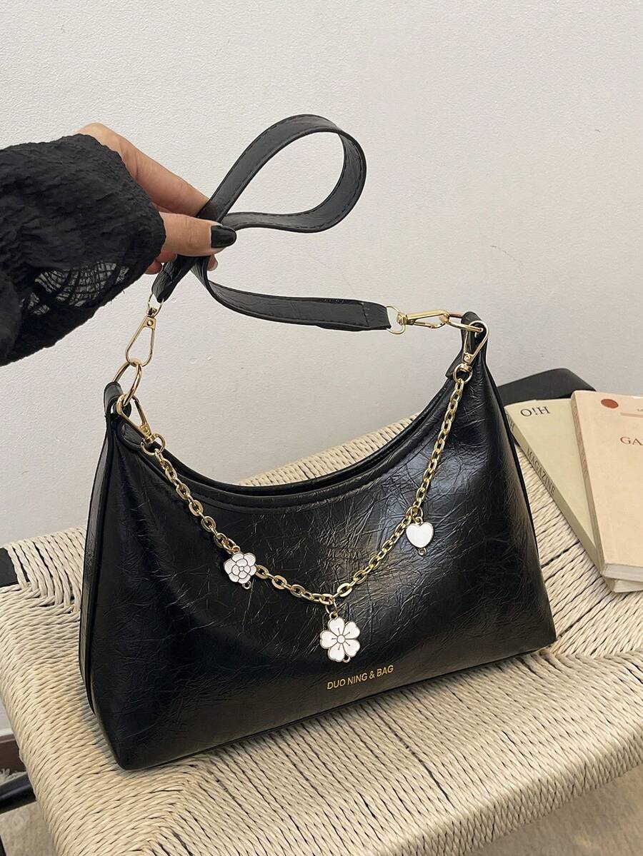 Korean Style Versatile Sling Bag, New Arrival Sweet Elegant Chain Shoulder/Underarm Bag - Black - View 1