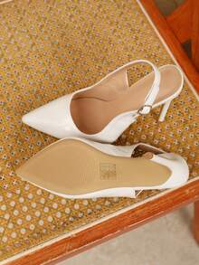 Sexy Fashion Pointed Toe Stiletto High Heel Casual Versatile Backstrap White High Heels For Women - White - View 7