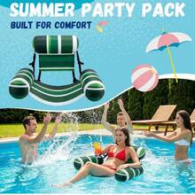 1 pièce Flotteur de piscine gonflable, matelas flottant rayé pliable, hamac d'amusement aquatique, fauteuil flottant simple - Multicolore - Voir 11