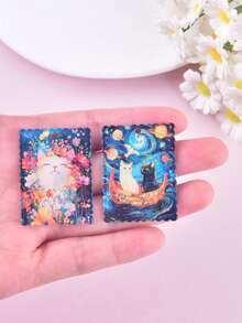 10件/包 混色混款月亮、星空、猫咪亚克力饰品DIY吊坠、耳环、项链配件 女士 - 貓 - 查看 4