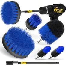 6Pack Drill Brush Power Scrubber Cleaning Brush Extended Long Attachment Set All Purpose Drill Scrub Brushes Kit For Grout, Floor, Tub, Shower, Tile, Bathroom Scrub Brush Blue - Blue - 查看 1