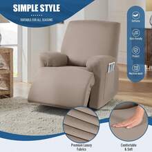4-Piece Stretch Recliner Chair Covers For Oversized Recliners, Washable Polyester Soft Fabric Furniture Protector - Multicolor - View 6
