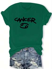 Talla Grande - Talla Grande - Camiseta de manga corta estilo urbano con estampados únicos, perfecta para el verano y la primavera.Presenta un corte holgado y un escote redondo amplio, adecuado para uso casual y moda femenina de talla grande. - Verde Oscuro - Ver 6