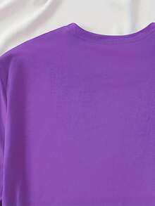Plus Sizes - The Kind Little Daisy, Everyday Outfits, Comfortable And Casual Short Sleeve T-Shirts, Stylish Printed Crew Neck T-Shirts, Plus Size Women's Clothing, Women's Apparel - 紫色 - 查看 4