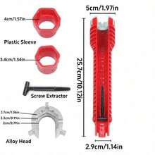 1 pieza Llave de 5 en 1 para abrazaderas de manguera de radiador de servicio pesado - Construcción de plástico resistente, diseño de una sola pieza con enchufe pentagonal y cabeza de enchufe pentagonal - llave inglesa de baño - Ver 3