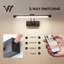wamblz 可充電無線 LED 壁燈附遙控器，現代室內壁燈，3 色變色、可調光、定時功能，CRI90+，適用於臥室、客廳、書房、走廊與藝廊，黑色 - Black - 查看 4