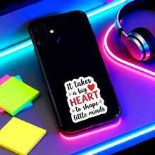 (1PC) 3 Inch Waterproof Removable PVC Vinyl Sticker Decal - "It Takes A Big Heart To Shape Little Minds" Inspirational Quote With Red Heart And Sparkle Accents, Cute Minimalist Aesthetic For Laptop, Phone Case, Water Bottle, Notebook, Skateboard, Helmet - Y2K Teacher Appreciation Sticker For Gen Z Women, Self-Care, Positive Mindset, Back To School, Cozy Home Office Gift - View 6