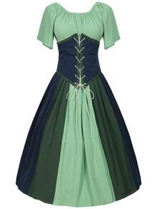 Cosplay Clothing - 20230818 Yellow Patchwork Women's Dress - View 10