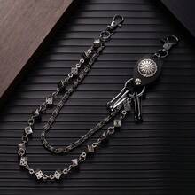 1 Piece Punk Hip-Hop Style Multi-Layer Clothing Chain Skull Iron Chain Artificial Pearl Decoration Unique Men's Pants Chain Unisex Daily And Festival Wear Suitable For Various Festival Occasions Accessories Gift - 銀牌 2 - 查看 8