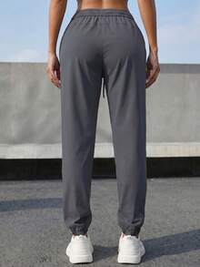1pc Women's Lightweight Loose Casual Pants With Pockets, Suitable For Summer Wear, Solid Color With Good Elasticity, "Early Spring/Summer Release" Sports - Dark Grey - View 5