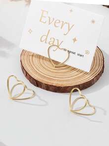 1/5/10/20pcs Gold Table Number Card Holders, Heart-Shaped Table Card Photo Holders, Table Card Stands Menu Clips, Green Watercolor Style Table Cards, Suitable For Weddings, Parties, Seat Arrangements, Valentine's Day, Birthdays, Halloween, Back To School - Metal Heart Clip - View 10