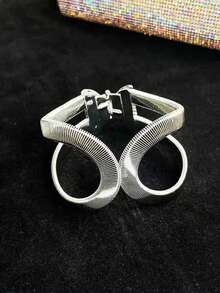 1pc Geometric Cutout Adjustable Intersecting Bangle Bracelet, Fashionable Summer Accessory For Women,Jewellery - Bracelet - View 6