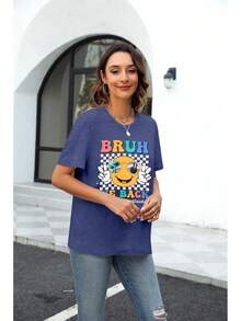 Playera "Bruh We Back First Day of School" para mujer, playera de regalo para maestros para regresar a clases. - Azul - Ver 4