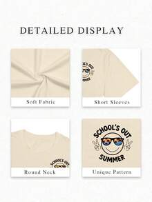 Se acabó la escuela por el verano - Camisa de manga corta para mujer, talla única, para el último día de clases, para maestras. - Albaricoque - Ver 3