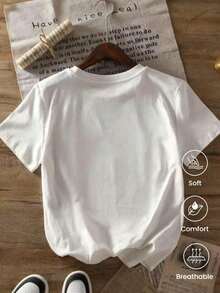 A Fashionable, Short-Sleeved, Round-Neck T-Shirt, Made In Mexico, For The Spring/Summer Season. Featuring A Cartoon Print, This Matching Set Is Suitable For Both Layering And Layering, Ideal For The Office And Casual Wear. Designed For Men And Women, It Can Also Be Worn Individually. A Great Gift Idea. Women's T-Shirt. Blouses > Elegant. Boho Chic. This Soft And Breathable Women's T-Shirt Is Perfect For Vacations, Travel, And Festive Occasions, And Suitable For Year-Round Wear. - 白色的 - 查看 3