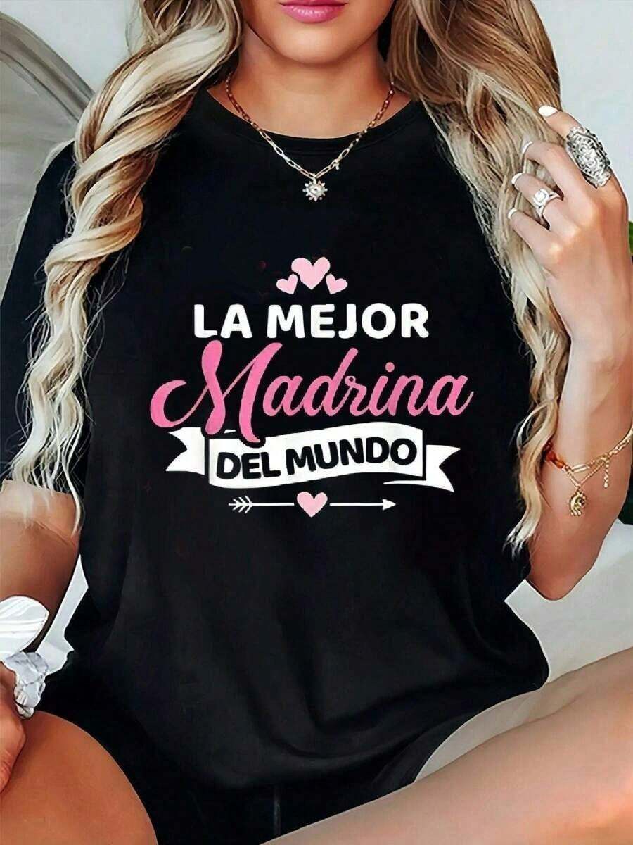T-Shirt For Godmothers - Unique And Special Design - Casual And Comfortable Style - Perfect For Family Events Or Celebrations - Available In Different Sizes And Colors - Women's Fashion - Ideal Gift For Godmothers - High-Quality And Durable Material - Fashionable For 2023 - 黑色 - 查看 1