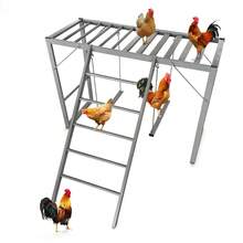 Heavy-Duty Metal Chicken Perch – Multi-Level Bars With Swing And Ladder – For 8-10 Birds – Exercise And Rest In Chicken Coops – Durable Outdoor Accessory – Silver - Gray - View 6