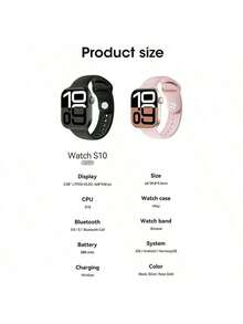 Microwear S10 Smart Watch, IP68 Waterproof, 2.08" HD Display, Bluetooth Call, Blood Pressure, Fitness Tracker, Sleep Monitor, Compatible With Android & IOS, 380mAh Battery, Suitable For Daily Use/Sports/Gifts - Black - View 10