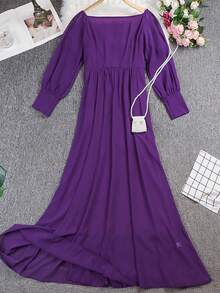 Fashionable Maxi Dress With Style, Sexy, Off-The-Shoulder And Casual - 紫色 - 查看 2