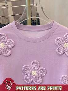 Camiseta casual de mujer con estampado todo sobre, linda y elegante para vacaciones, fiestas en la playa, estampado floral Y2K, moda callejera, vuelta al colegio, ocio festivo - Multicolor - Ver 3