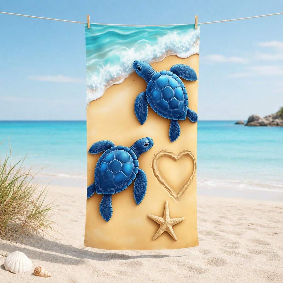 1pc Sea Towel, Super Soft Microfiber Extra Large Beach Blanket, Super Absorbent Bath Towel, Suitable For Travel, Swimming Pool, Diving, Surfing, Yoga, Camping, Available In Multiple Sizes, Beach Accessories For Beach, Pool, Travel, Camping, Yoga - Sea Turtle - View 1