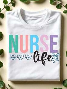 1 Nurse T-Shirt, Licensed Nurse T-Shirt, Matching Nursing Team T-Shirt, Short Sleeve School Nurse T-Shirts, Nurse Appreciation Gift, Nursing Graduate T-Shirts. CL-657180g 100% Cotton - 白色 - 查看 5