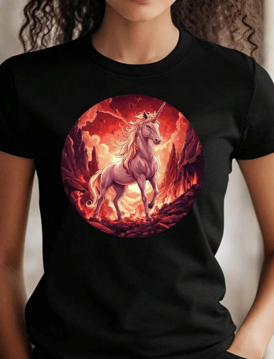 1 Unicorn Nurse T-Shirt, RN T-Shirts, Gifts For Nurses, Unicorn Nurse T-Shirt, Registered Nurse T-Shirt, Unicorn Art, 180g 100% Cotton - 黑色 5 - 查看 1