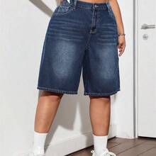 Plus-Size Women's Blue Summer Casual Vacation Cropped Jeans, Suitable For Everyday Casual Vacations. - Multicolor - Ver 6