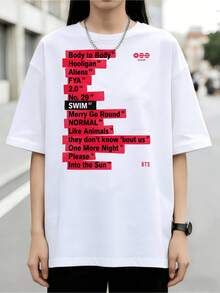 Tape Style Album Tracklist Fan Cotton Summer Short Sleeve T-Shirt - White - View 7