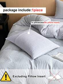 1pc Vertical Striped Jacquard Pillow Cover, Modern Bicolor Textured Decorative Throw Pillow Case Suitable For All Seasons, Soft Breathable Minimalist Bed Pillow Sham, Machine Washable, No Filling Included - Light Grey - View 4
