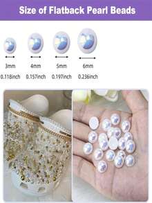 2000 pièces de perles rondes plates fausses perles bleu AB, perles lâches en plastique convenant pour la décoration d'ongles, de vêtements, d'artisanat DIY, d'ornements de vêtements | Perles brillantes | Couleur de perle vive, perles convenant pour la fabrication de bijoux - bleu clair - Voir 5