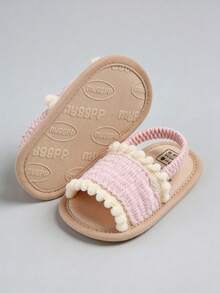 Giày sandal mùa hè cho bé gái, đế mềm, họa tiết hoa, thích hợp cho bé sơ sinh tập đi, tập đi trong nôi. - Màu Hồng baby - Xem 10