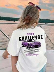 Fashionable Double-Sided Printed T-Shirt, Unisex, BEW12026 - Urban Vintage Style, Unisex, Loose Fit, Cotton, Short Sleeve, Round Neck, Blouses For Women, Women's T-Shirts, Casual Blouses For Ladies. - 白色 - 查看 2