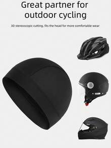 Fashionable Stretchy Silky Wavy Knit Cap, Multifunctional Ice Silk Mesh Sports & Sleep Cap, Suitable As Lining For Outdoor Sports Cycling Running Shower Sun Protection Helmet - A - View 2