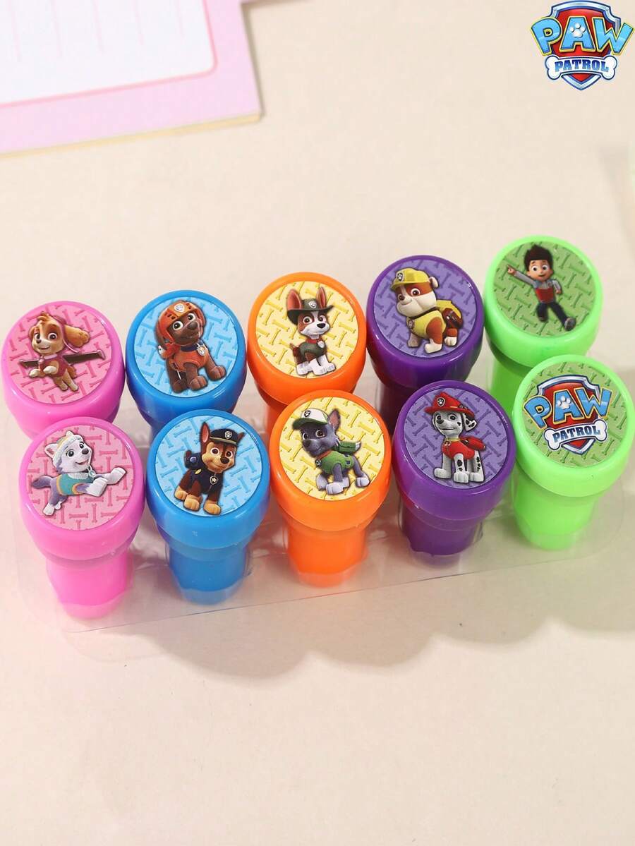 Paw Patrol 10個/1組 汪汪隊立功卡通印章 艾奇可愛彩色圖案獎勵印章,適用於節日、生日、送給朋友的禮物、派對裝飾用品 - 均碼 - 查看 1